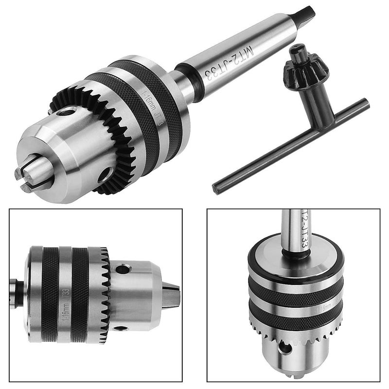 Acrux7 1/32"- 5/8" MT2 Drill Chuck for Lathe, JT33 Drill Chuck with Morse Taper 2 Arbor & Chuck Key - Image 3